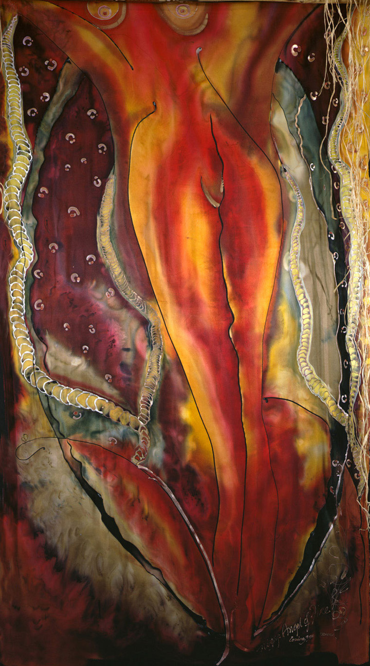 Fire Angel Orange  Silk Tapestry