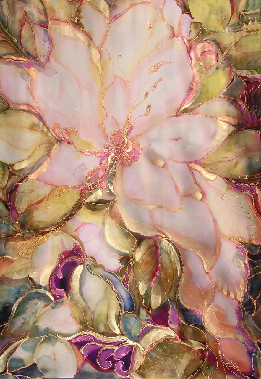 Peach Magnolia Silk Tapestry